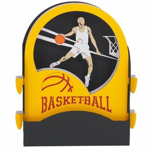 Carte de vœux 3D, pop up, diorama "Basket-Ball"