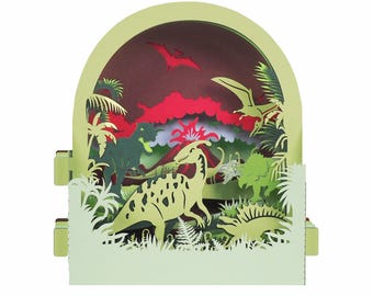 3D greeting card, handmade pop up card, diorama "Dinosaurs"