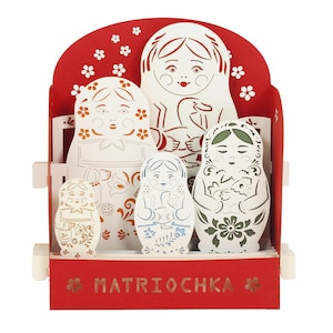 Biglietto pop-up con bambole matrioska - Biglietto di auguri 3D - Fatto a mano. Biglietto di auguri di compleanno - Biglietto di pronta guarigione - Congratulazioni - Per tutte le occasioni