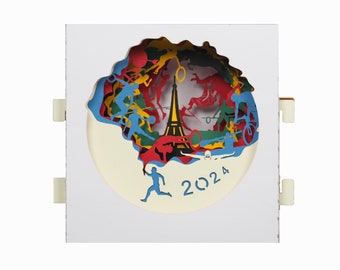 Carte de vœux 3D, pop up "Jeux Olympiques 2024 Paris"