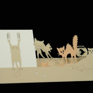 Pop Up - Drôles de chats - carte de vœux - 3D - Kirigami