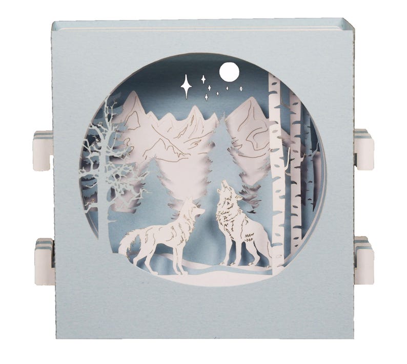 Carte de vœux 3D, pop up "Loups en hiver" image 1