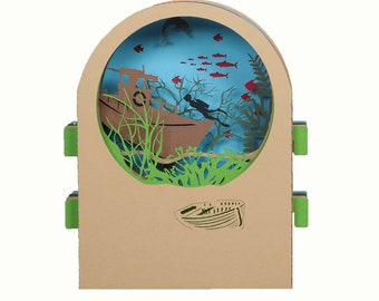 Carte de vœux 3D, carte pop up artisanale "Plongée sous marine"