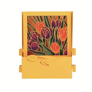 3D greeting card, handmade pop up card "Tulips"