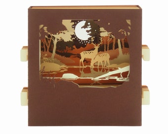 Pop-Up Card Deer and Doe in Forest - 3D Greeting Card - Nature/Autumn/Seasons - Birthday Card - Get Well Card/All Occasions