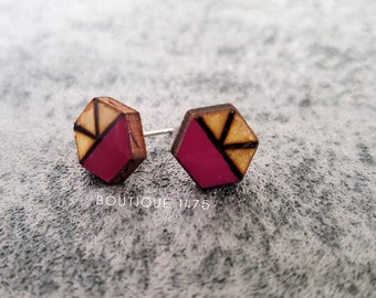 Wood Studs Earring - Free domestic shipping