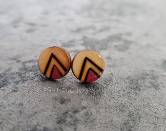 Wood Studs Earring - Free domestic shipping