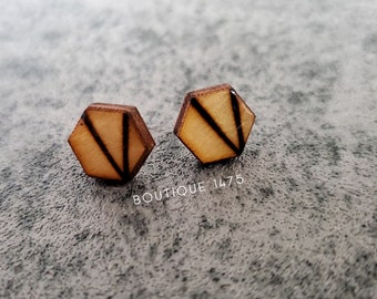 Wood Studs Earring - Free domestic shipping