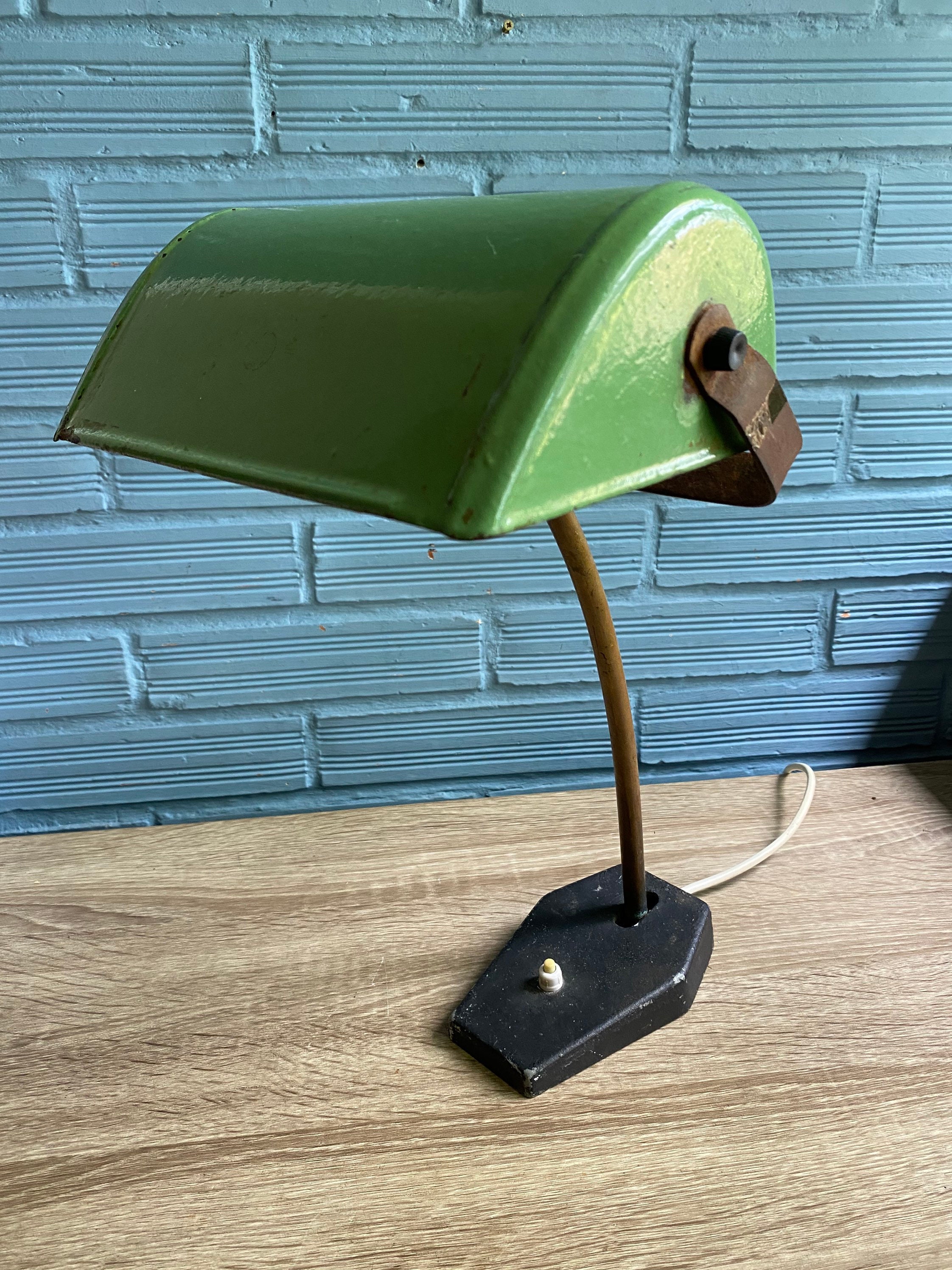 Antique Bankers Lamp Vintage Office Lawyer Desk Metal Light Table