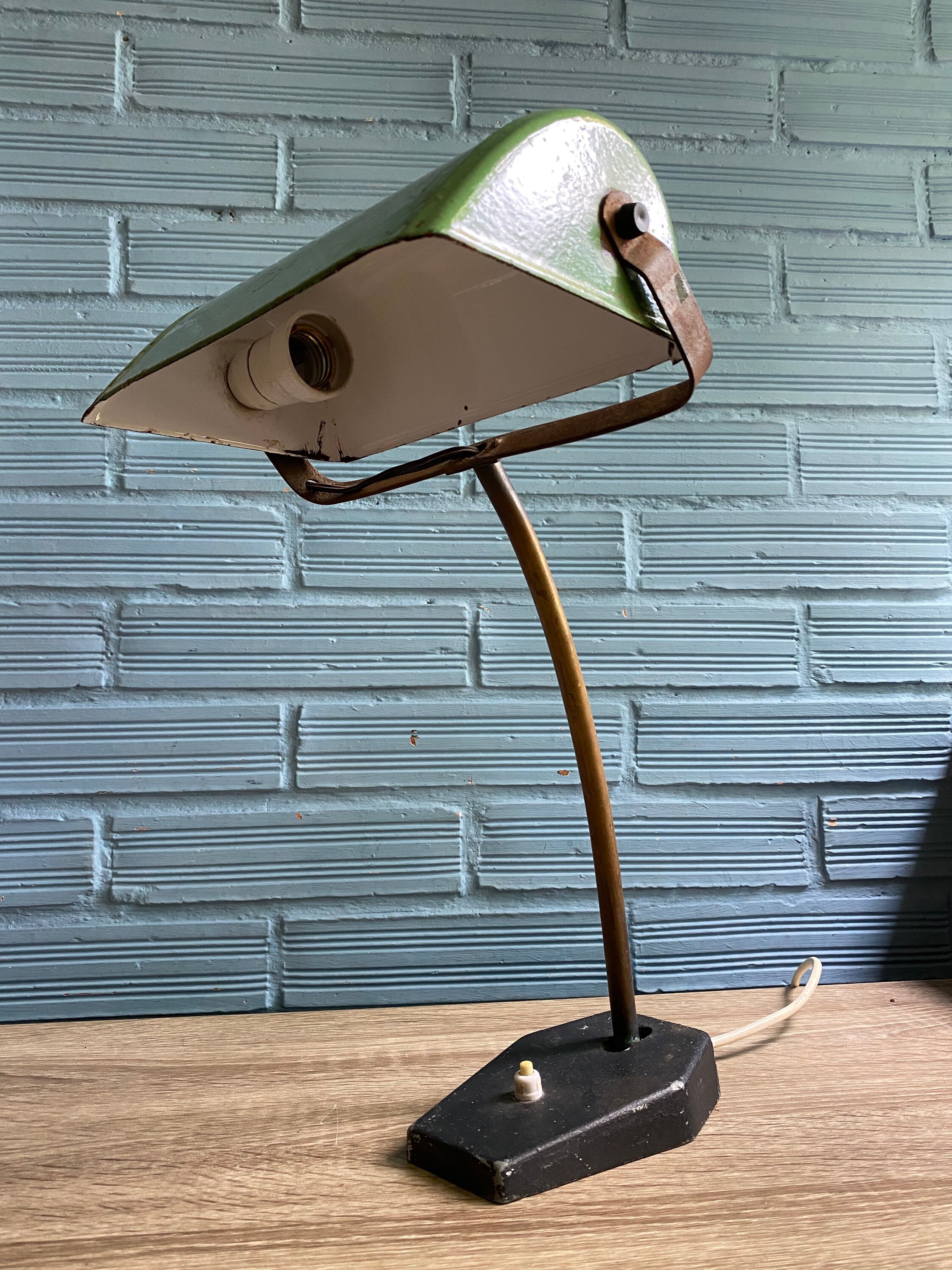 Antique Bankers Lamp Vintage Office Lawyer Desk Metal Light Table