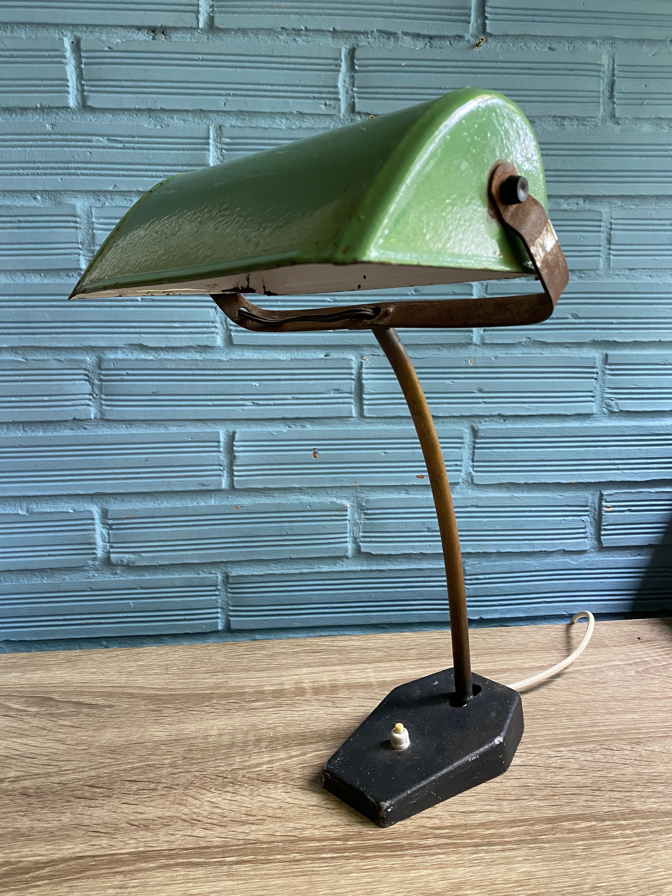 Antique Bankers Lamp Vintage Office Lawyer Desk Metal Light Etsy