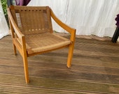 Vintage Rope Armchair Hans Wegner Style Mid Century Design Woven Wooden Chair