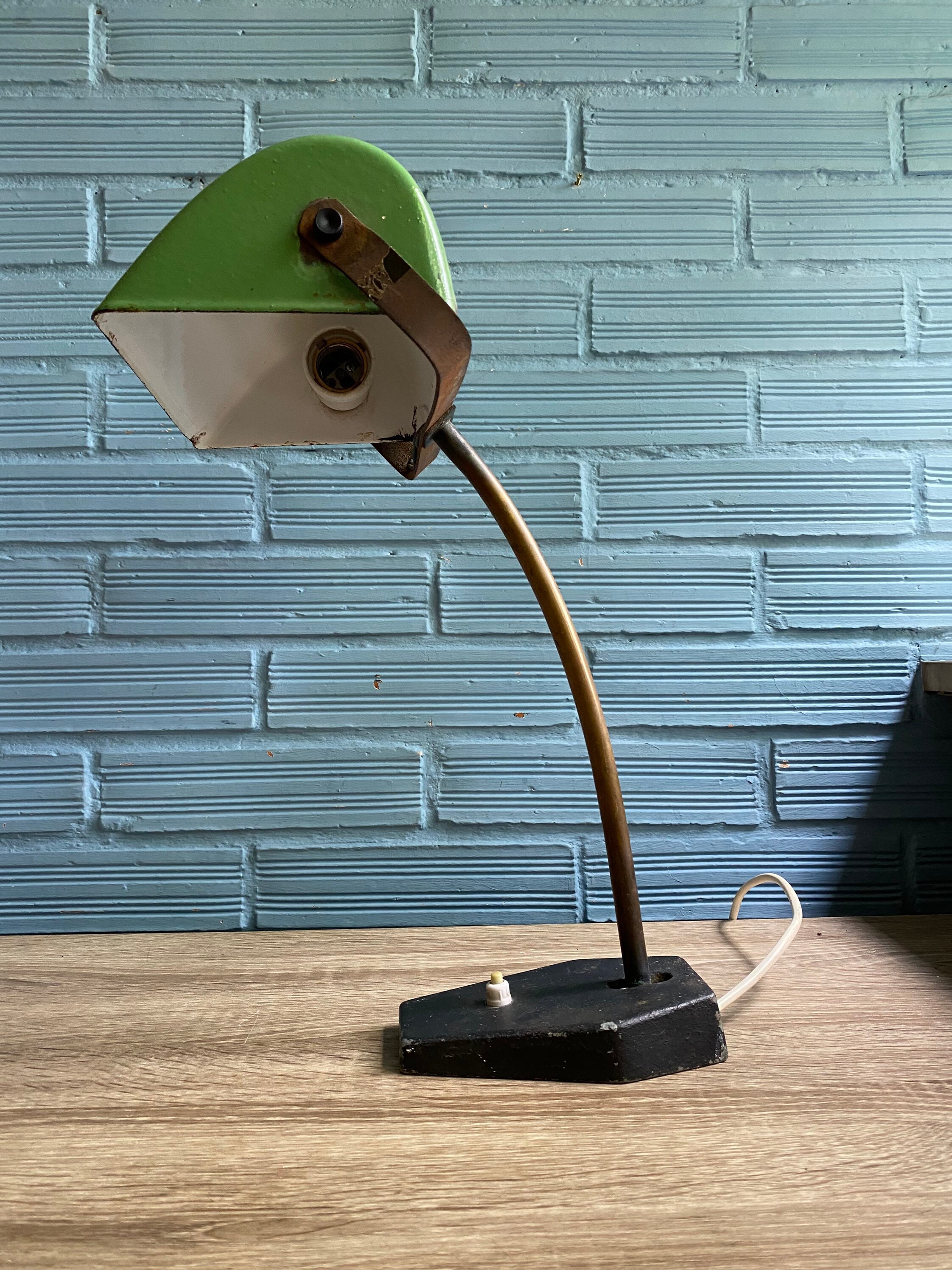 Antique Bankers Lamp Vintage Office Lawyer Desk Metal Light Table