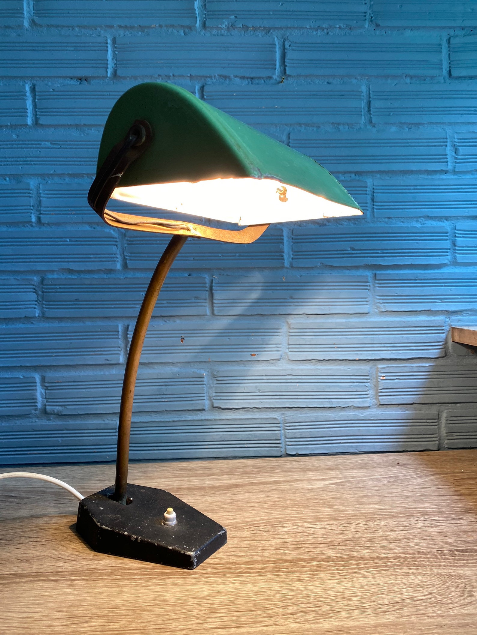 Antique Bankers Lamp Vintage Office Lawyer Desk Metal Light Table