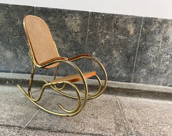 vintage Rocking Tubular Armchair Cane Metal Style Mid Century Design Chair