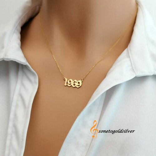 Birthdate Necklace 14K Gold Birth Date 