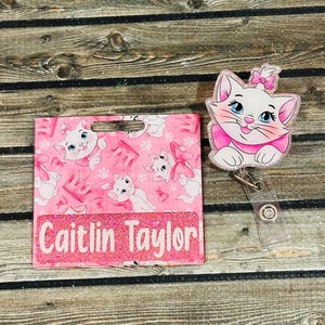 White Cat Badge Buddy With Badge Reel