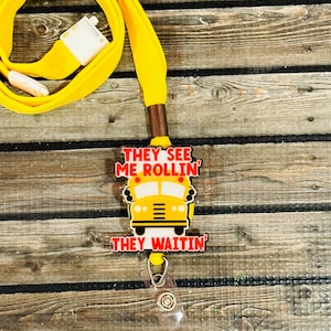 Funny School Bus Lanyard/Badge Reel