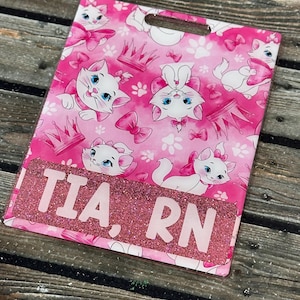 White Cartoon Cat Badge Reel
