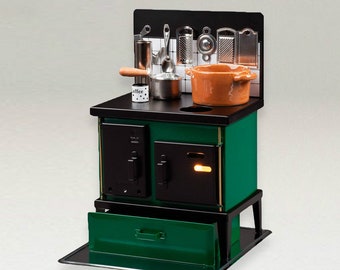 Miniature Kitchen Stove Green Real Tiny Elaborate Cooking Mini Food  Cookware New