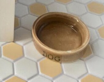 Dollhouse Miniature Set of 2 Brown Ceramic Dog Bowls