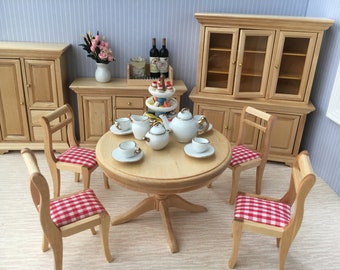 Miniature Doll house furniture Laser cut Dollhouse KITCHEN TABLE with chairs