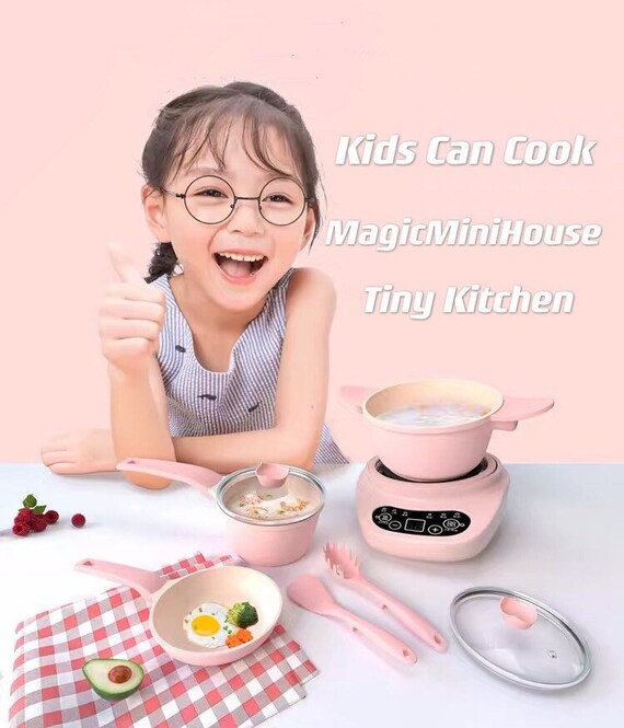 Food Grade Safe Real Mini Cooking 18 Pc Set Pink Cookware & Stove Cook Real  Food Tiny Kitchen Role Playing B-day Xmas Gift Toy 