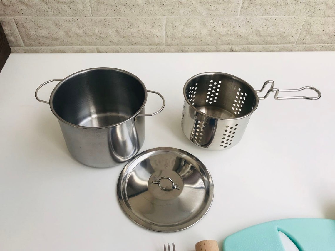 Kids Can Cook Food Safe Real Mini Cooking Set metal cookware & | Etsy