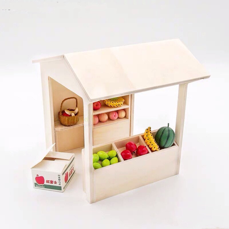 Wide Flat Pack MDF Wooden Market Stall Kit Tumdee 1:12 Scale Dolls House  Shop