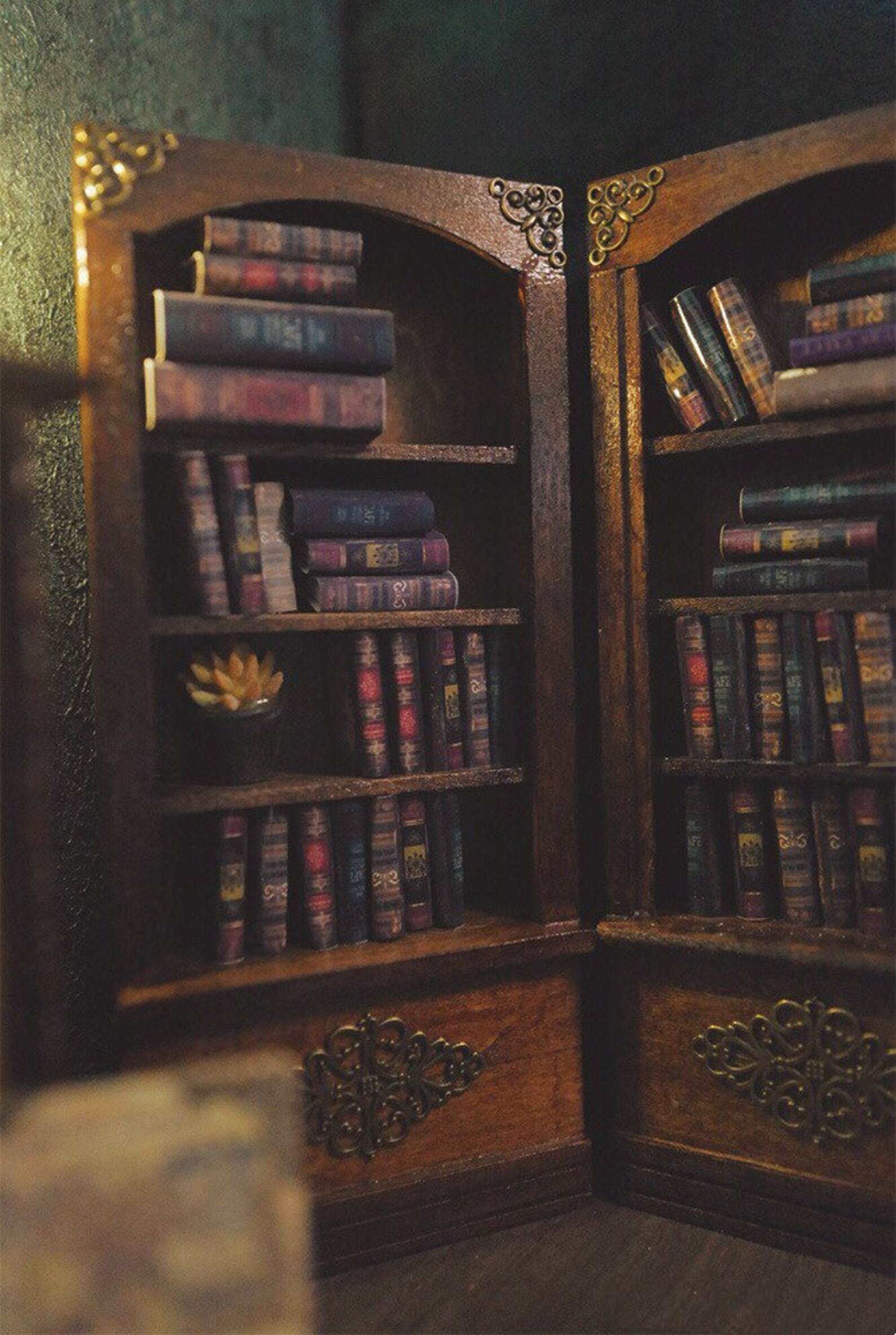 Handmade Dollhouse Wizard Library Bookcase Miniature Books Etsy Australia