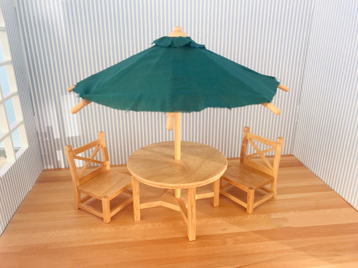 Dollhouse Patio Table &Chairs Set with Umbrella 112 scale Etsy