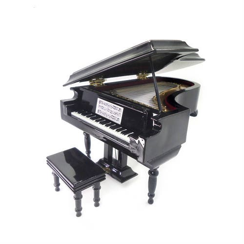 Deals Exquisite Classical Black Miniature Grand Piano & Stool 1/12 Scale