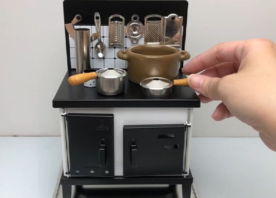 1:6 Scale Metal Real Candle Cooking Mini Stove Set-stove saucepan-ceramic  Pot-utensils-as Seen on  Tiny Kitchen 