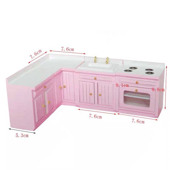 Pink Gourmet Kitchen, Dollhouse Cooking Furniture