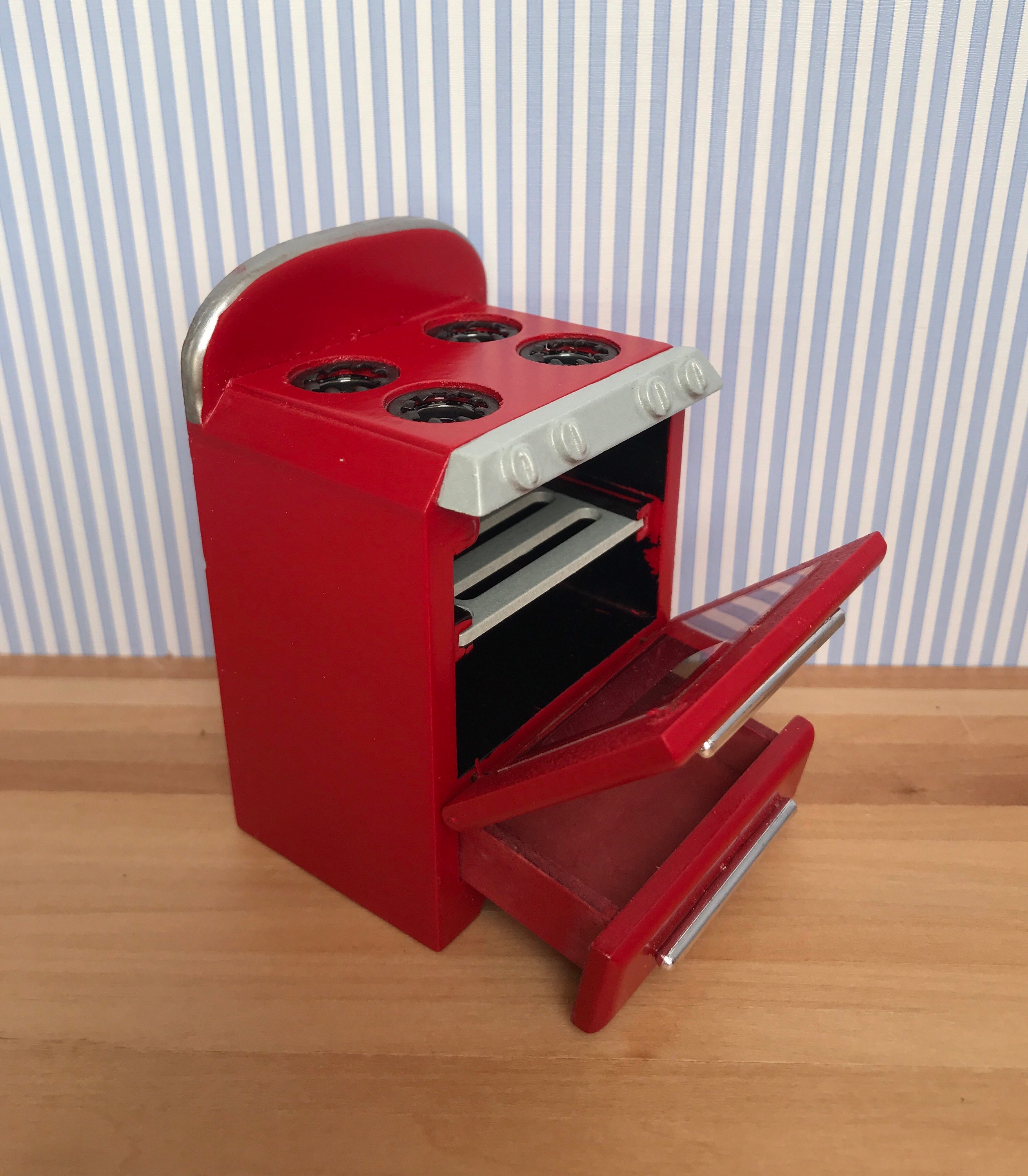 112 Scale Red Kitchen Set Fridge Stove Oven Sink Etsy Australia