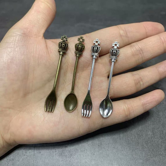 Real Mini Food Cooking Metal Spoon & Folk Set