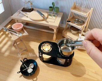 Real Mini Cooking Kitchen Set Real Working Faucet Sink Real Cooking Stove  Food Safe Knife Wok Cookware Utensils 