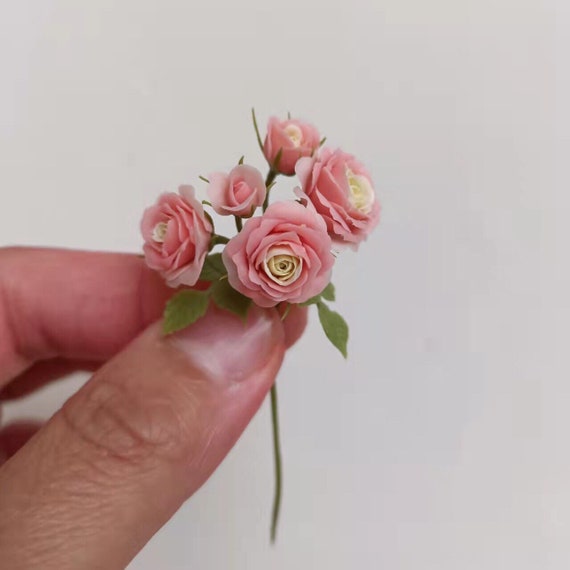 1:12 Maßstab Puppenhaus Miniaturen Decor Clay grüne Pflanze Rose 