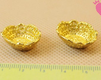 Dolls House Miniature Gold Bowl-2pcs