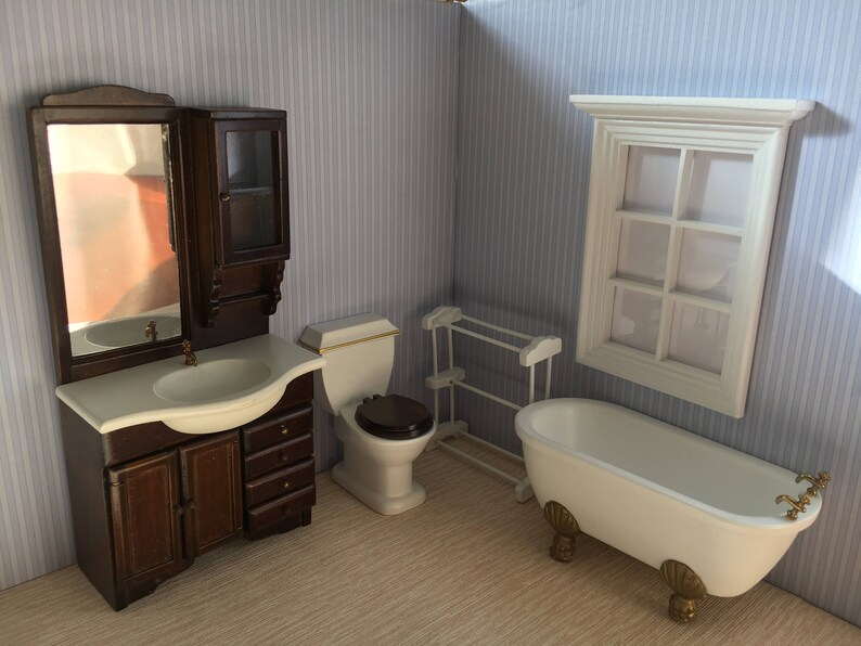 Dolls house miniature bathroom set 4pcs 
