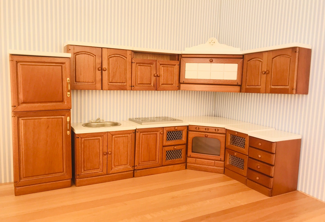 1:12 9Stk Nussbaum Küchen Set Herd Spüle Kühlschrankschrank | Etsy
