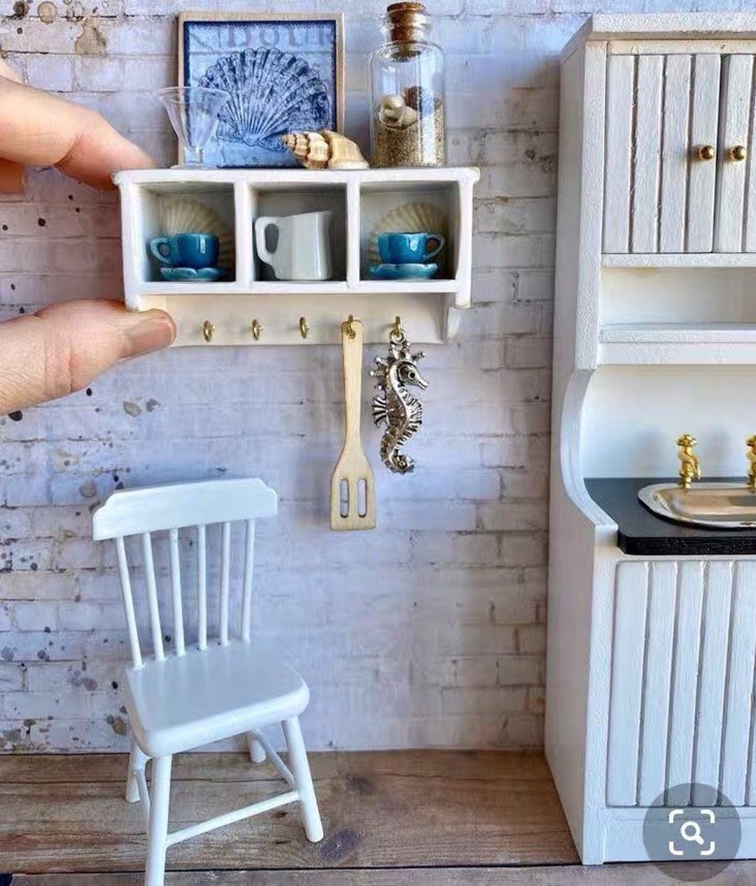 112 Scale Wall Shelf With Hooks Dolls House Miniature Etsy