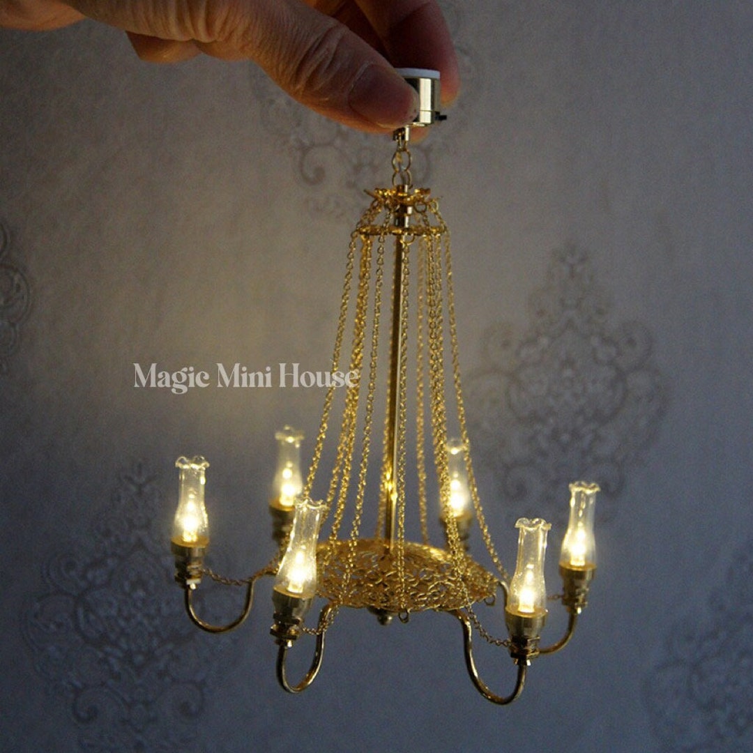 Dollhouse Miniature Battery Operated LED Chandelier Etsy
