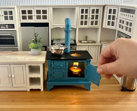 1:12 échelle bleu vraie cuisine cuisine Miniature cuisinière en métal four  petite cuisine maison de poupées -  Canada