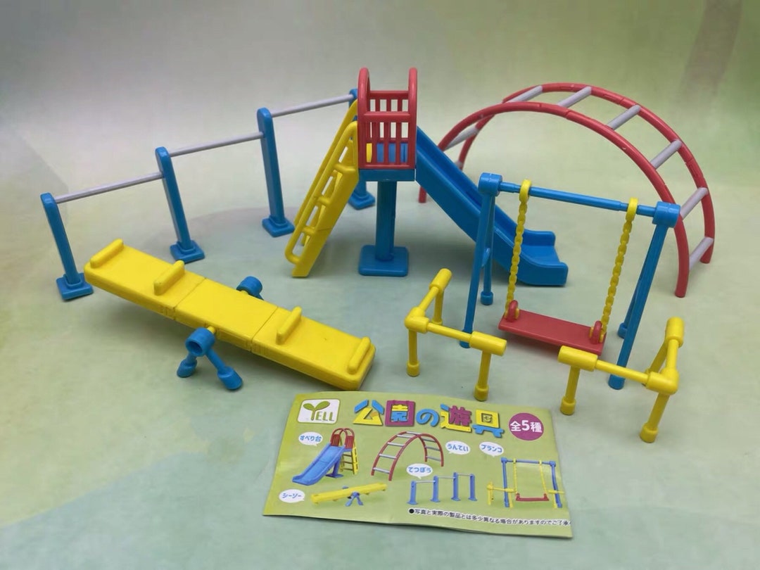 Dollhouse Miniatures Playground Slide Swing Seesaw Semicircle Ladder