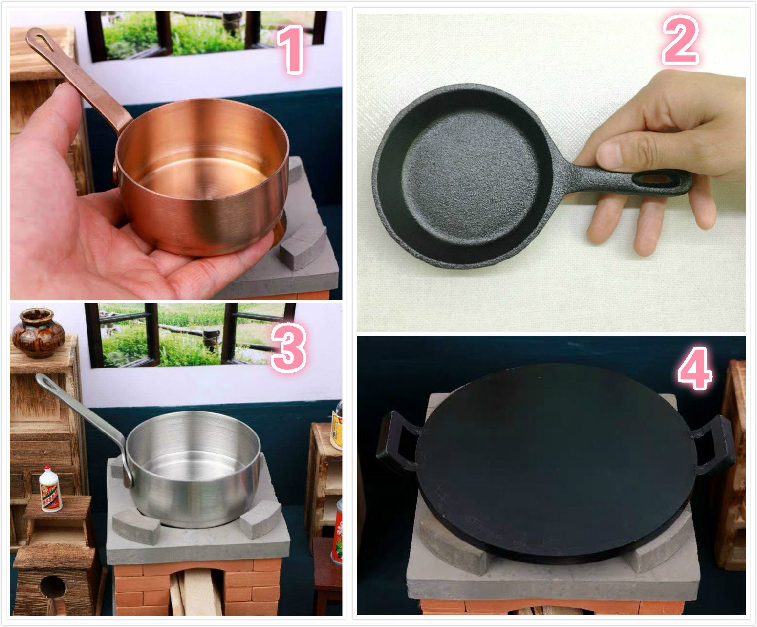 Real Cooking Miniature Cast Iron Skillet diameter 8.5 Cm 