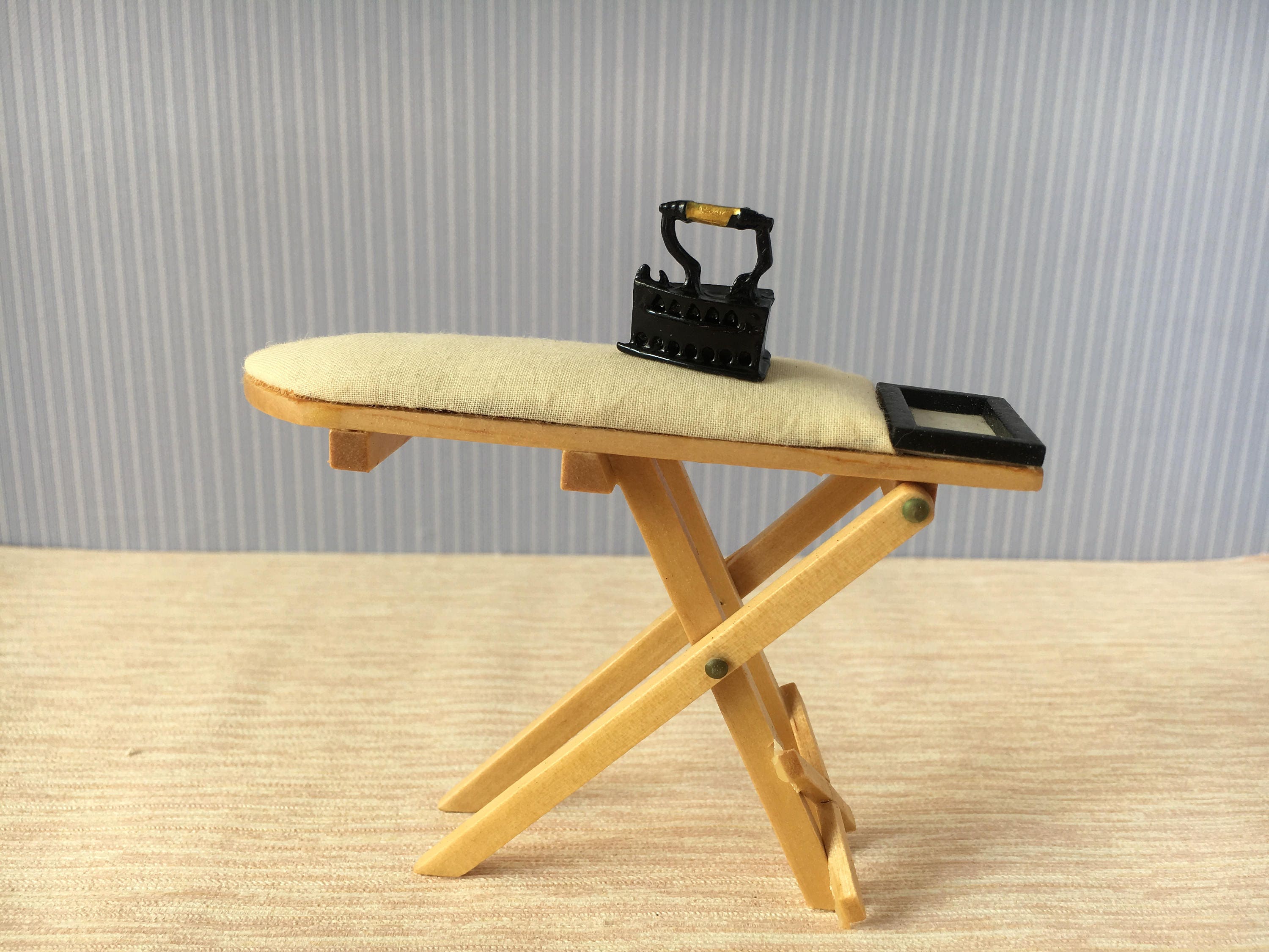 Miniature dolls house ironing board with iron Etsy
