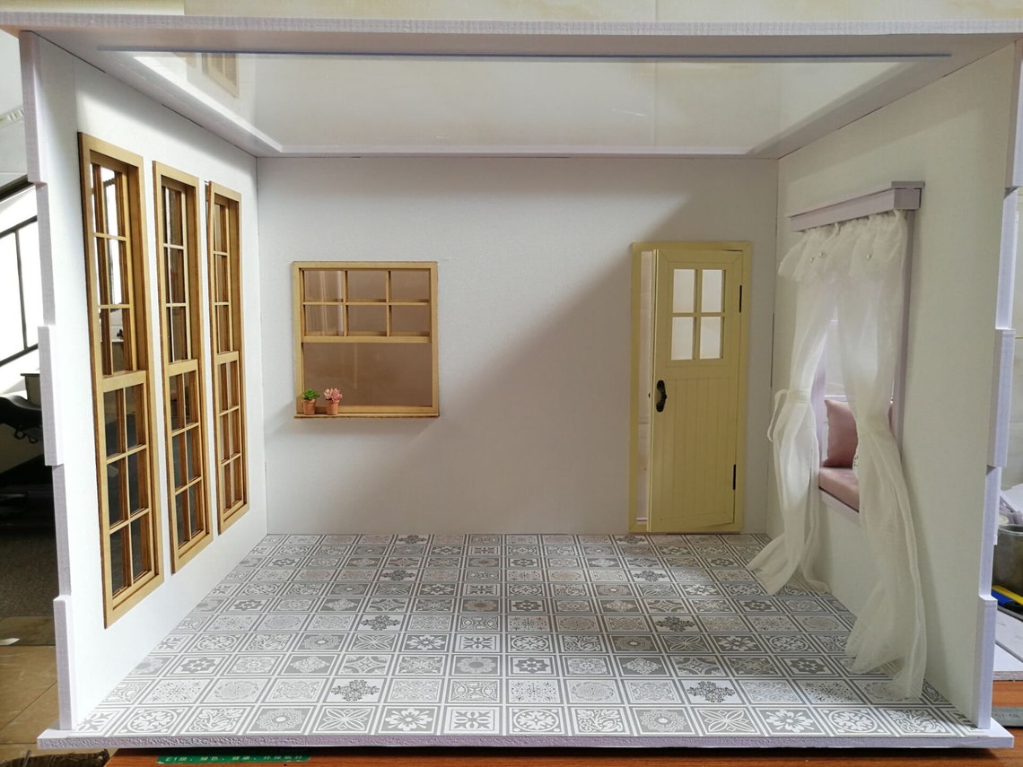 Modern Dolls House Room Box Display Large Sash Windows Window Etsy