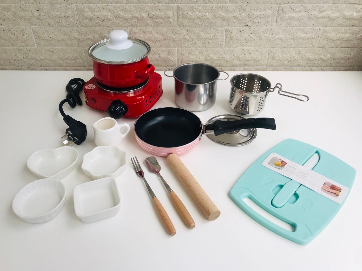 Real Mini Kitchen Cooking Set for Miniature Food Cooking