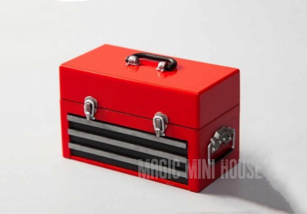 Miniature Tool Box With Tools for Dolls 1:6 Scale 3 Colors 